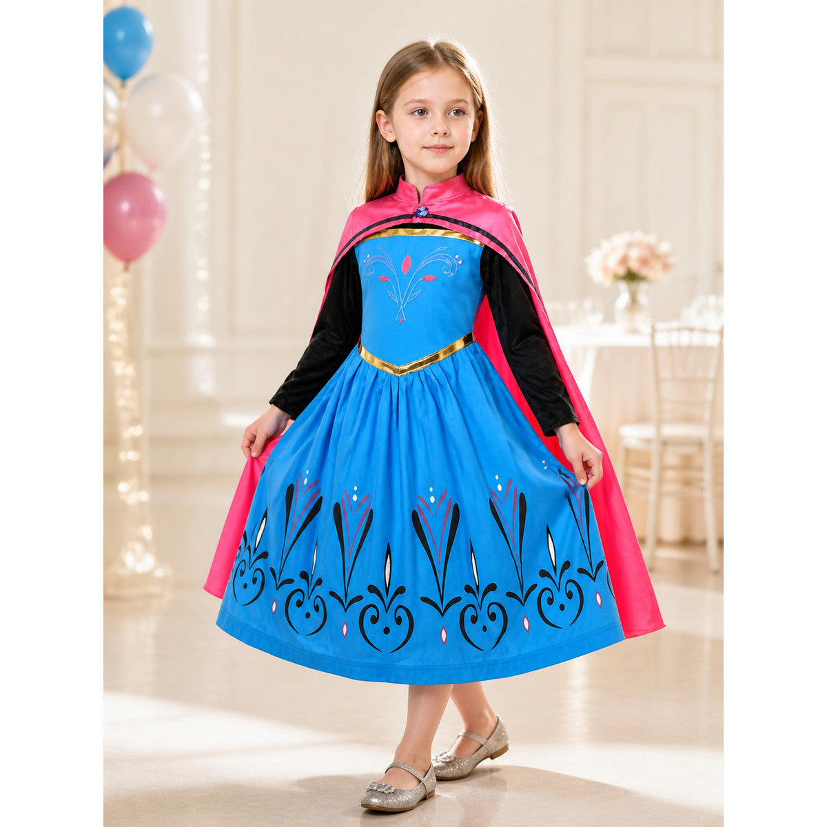 Princess Costume with Pink Cape for Halloween