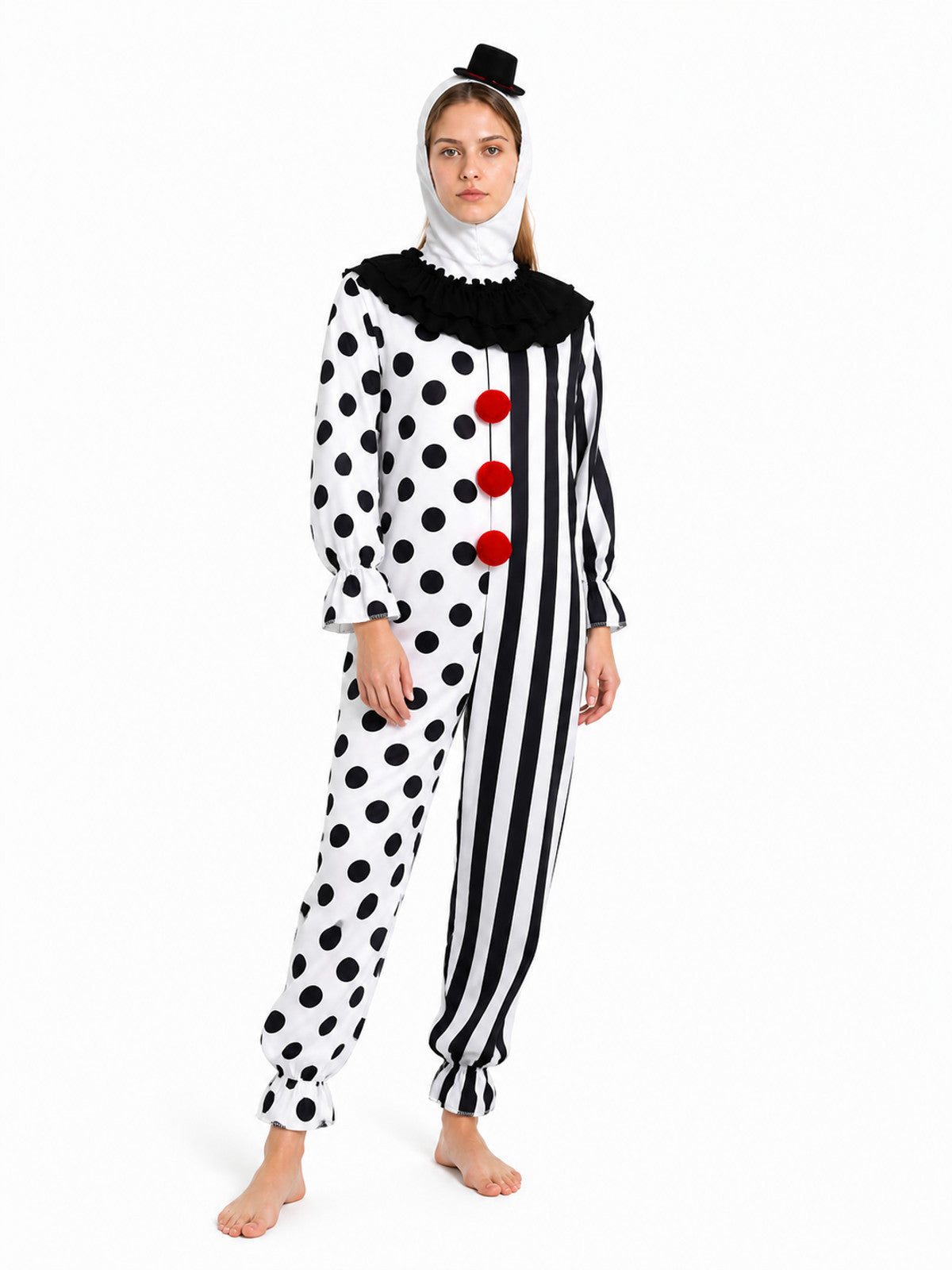 Clown Jumpsuit Costume with Headwear