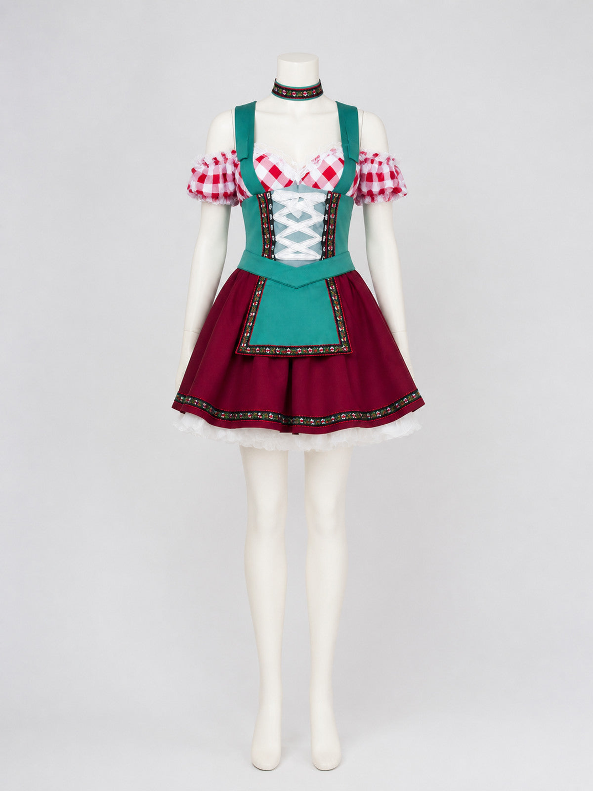 Ethnic maid costume with ruffles for Halloween S-XL