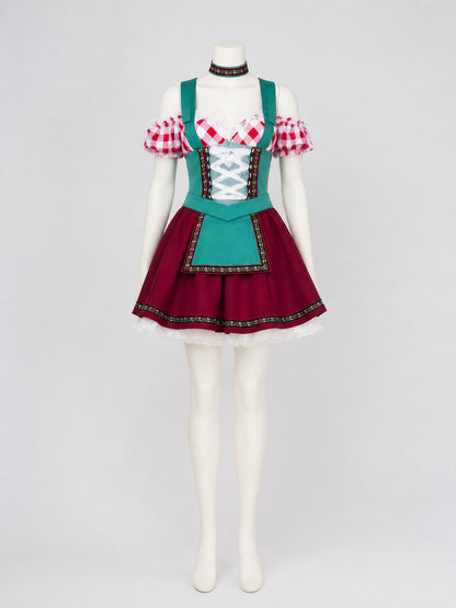 Ethnic maid costume with ruffles for Halloween S-XL