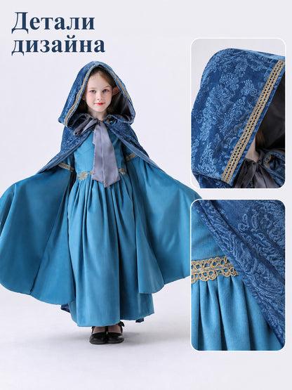 Girls' Elf Costume: Long Dress and Cape detail view