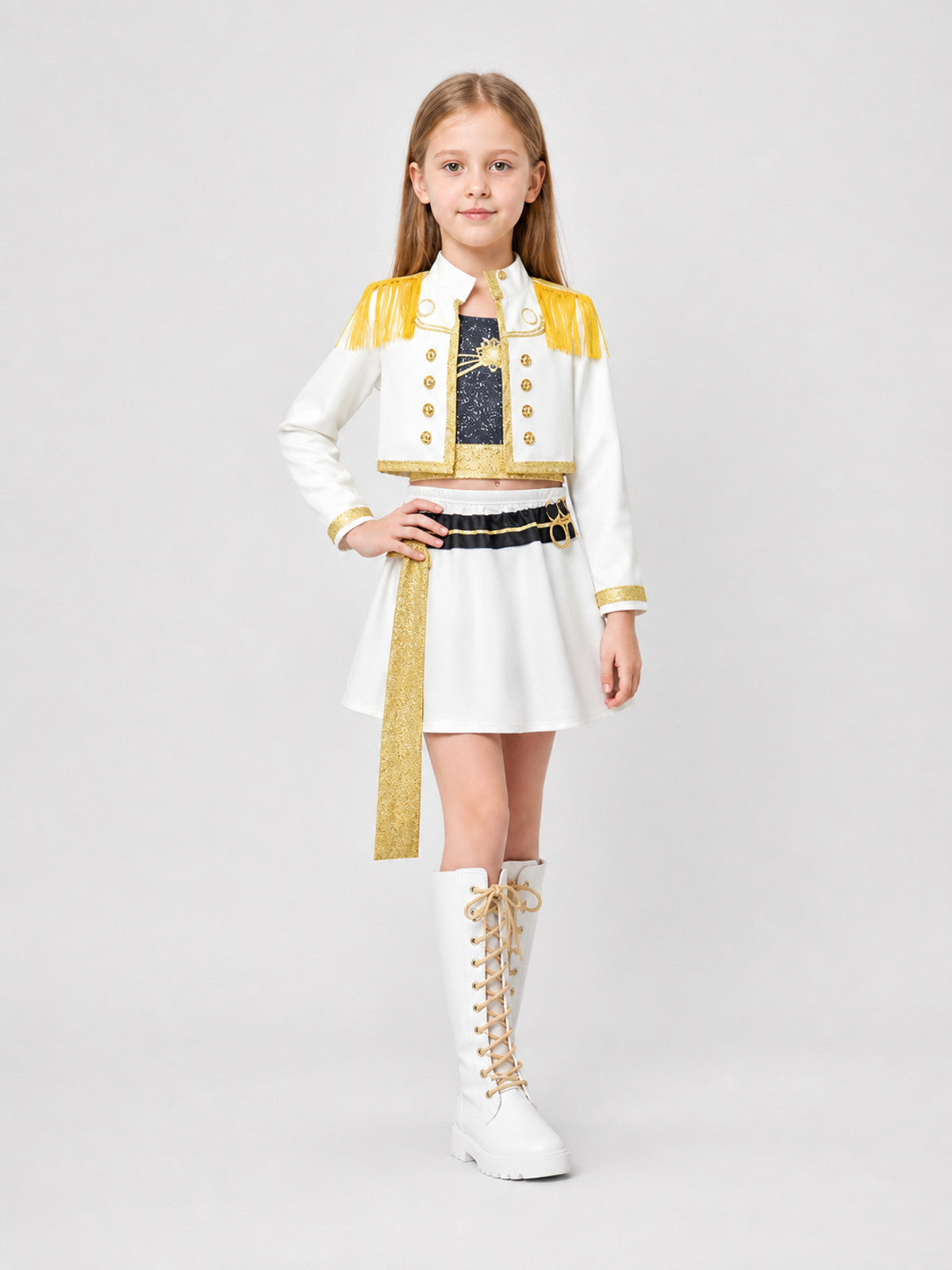 Stage Cosplay Costume: White Jacket and Skirt Costumes detail