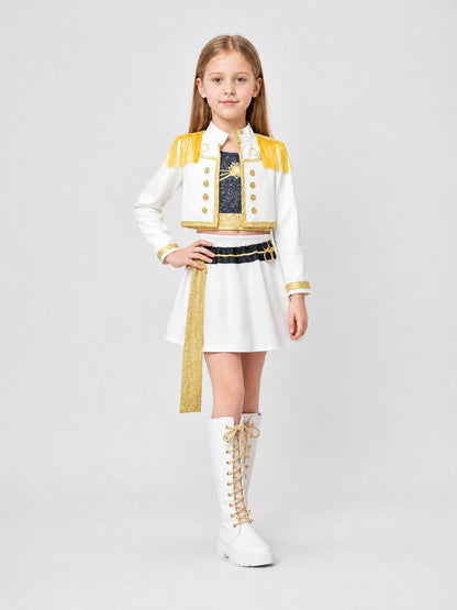 Stage Cosplay Costume: White Jacket and Skirt Costumes detail