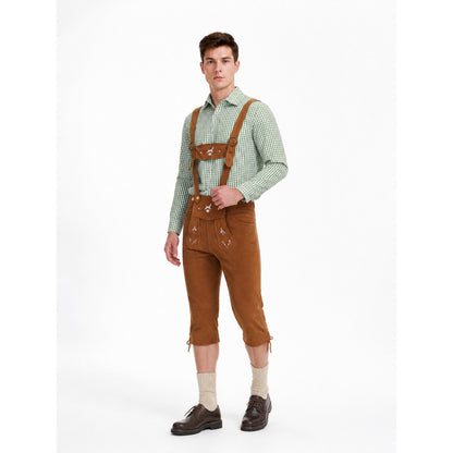 Historical Costume with Suspenders, Green and White Plaid
