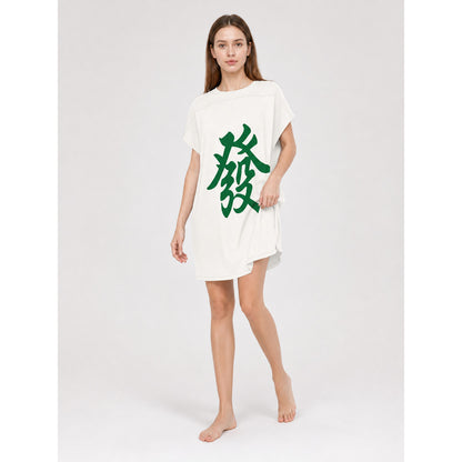 Costume Tunic with Chinese Character, White and Green lifestyle