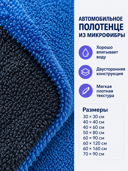 Thick Blue Microfiber Car Towel