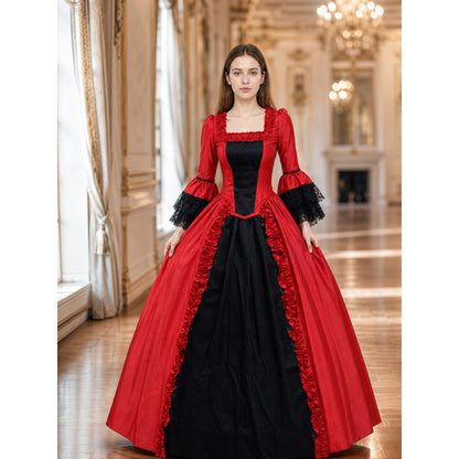 Gothic Dress with Lace and Flared Sleeves lifestyle