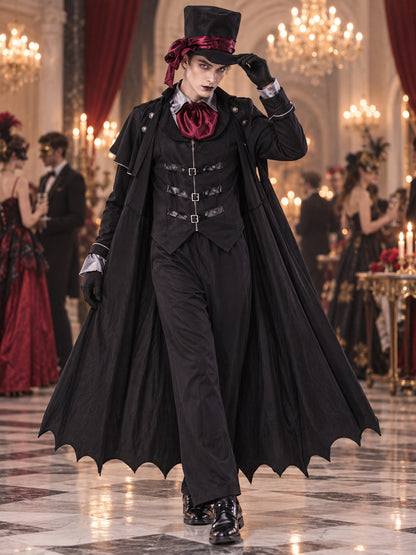 Gothic Black and Red Cosplay Costume with Cape