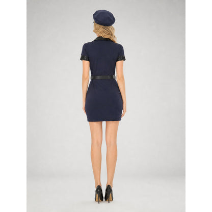 Police Costume with Cap, Dress, and Belt back view
