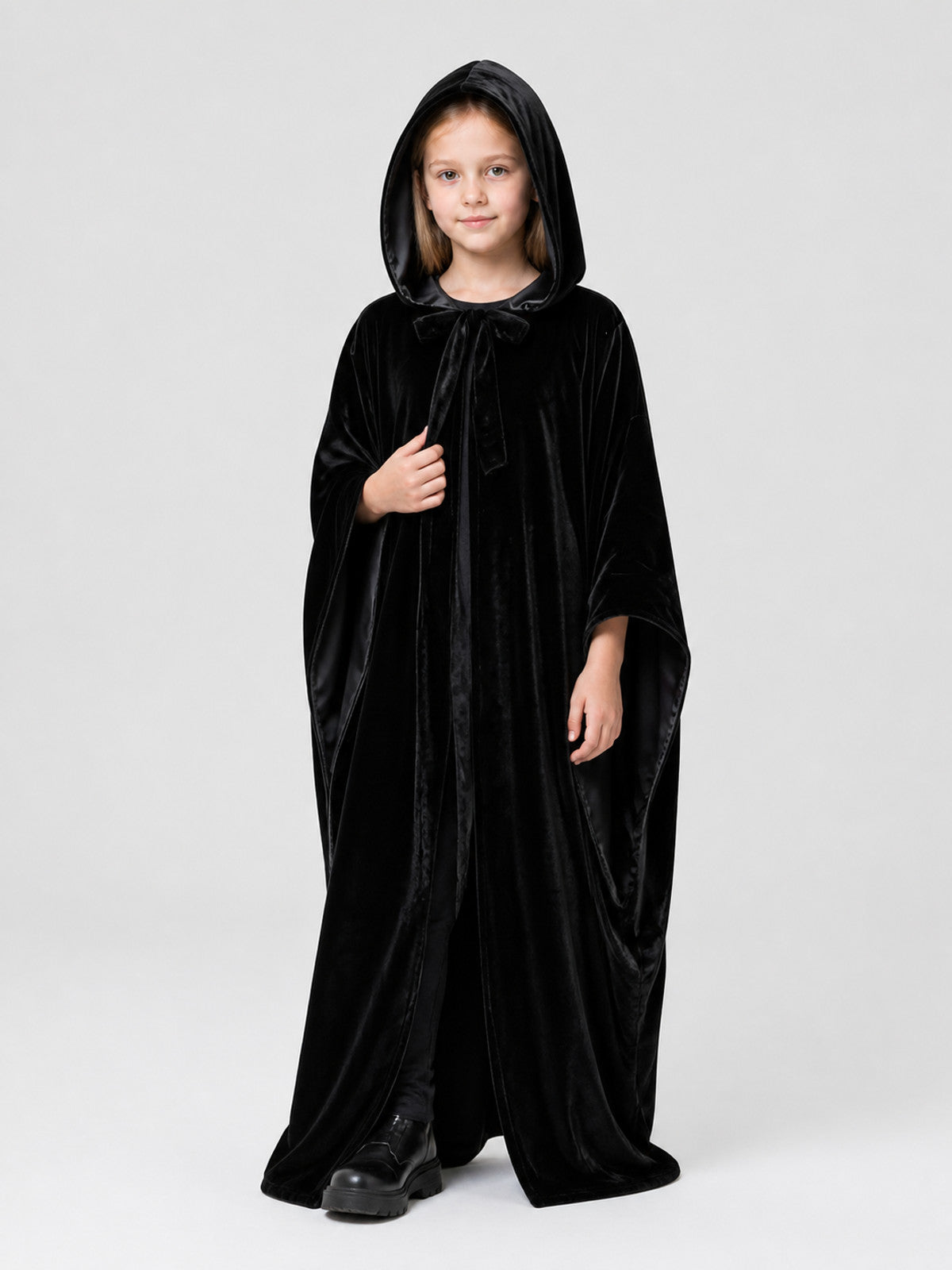 Black Hooded Halloween Cloak, Long and Loose-Fitting