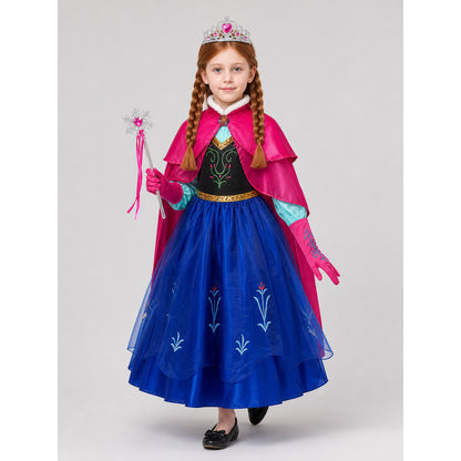 Children's Elsa Princess Costume with Cape and Crown Costume Capes detail