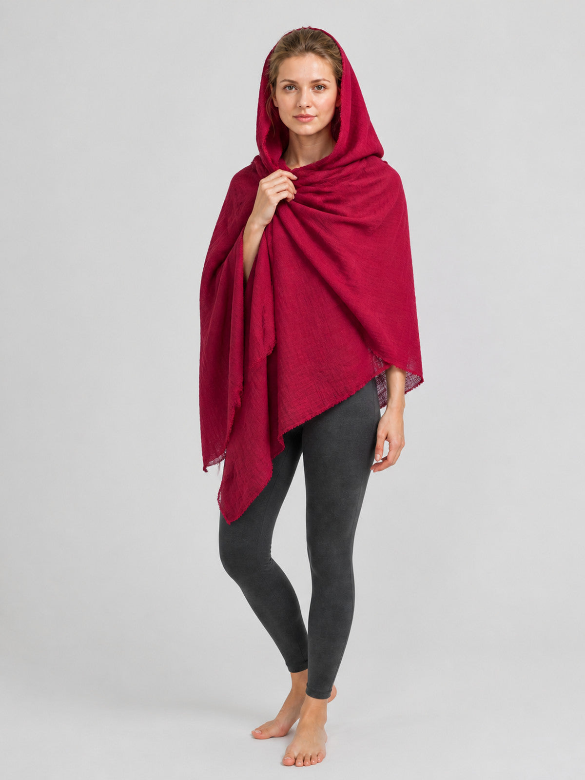 Medieval Hooded Cloak, Burgundy Costume Capes detail