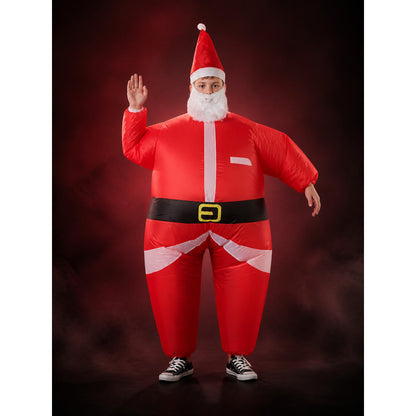 Kids Santa Claus Costume Set with Hat and Beard, Red White Christmas Outfit main product view