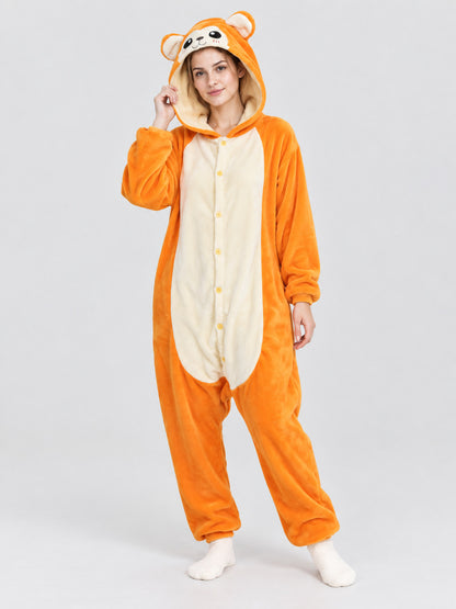 Orange Jumpsuit Pajama with Cream Insert and Hood