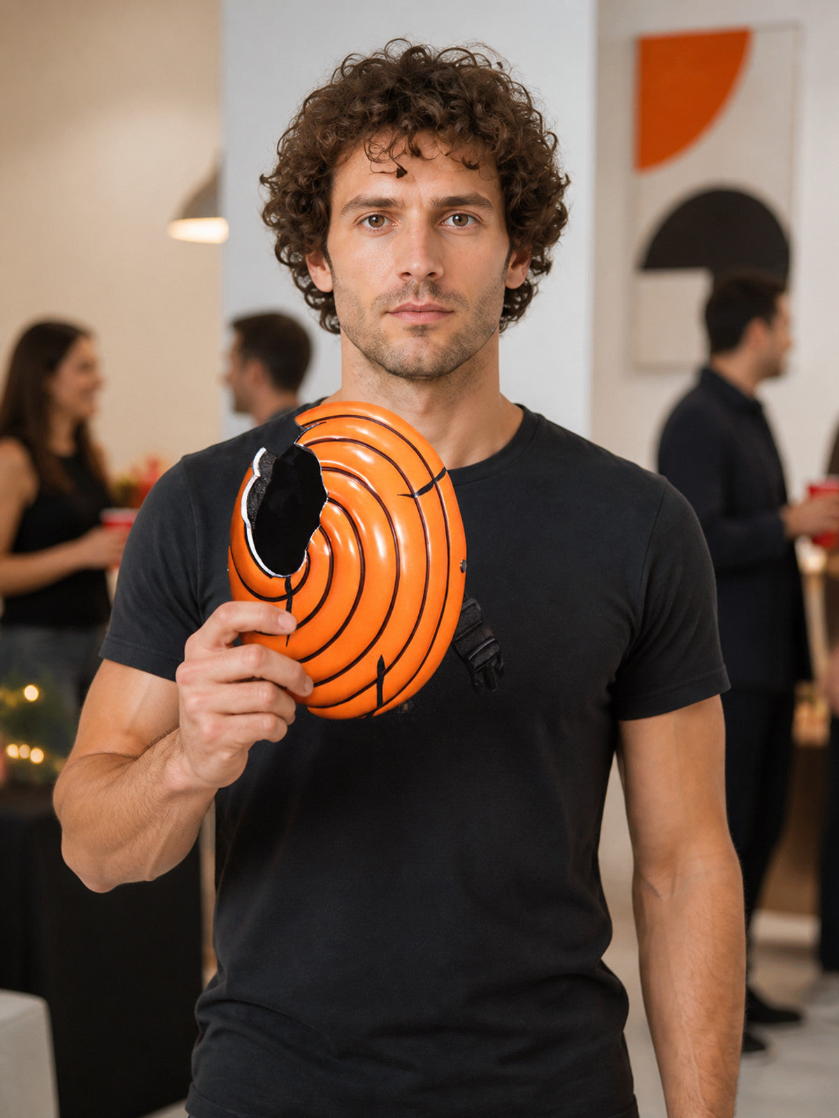 Orange Cosplay Mask with Spiral Pattern
