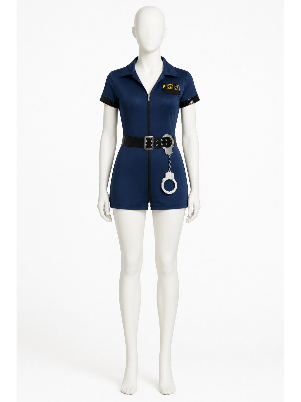 Dark Blue Police Officer Jumpsuit with Zipper Costumes detail