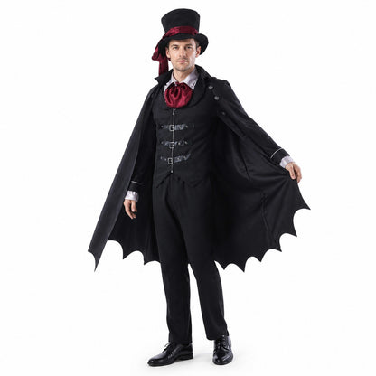 Vampire Costume with Long Cape and Top Hat for Halloween Costume Capes detail