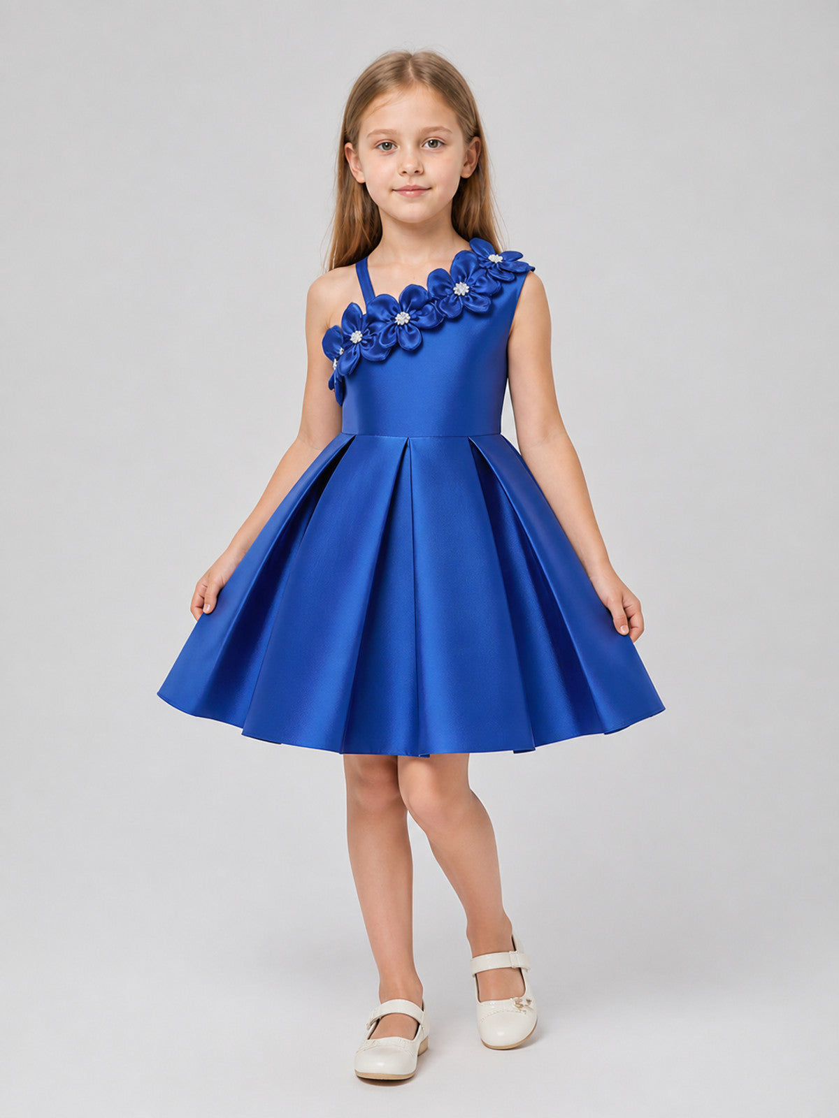 Girls' Dressy One-Shoulder Dress with a Full Skirt Costume Dresses detail