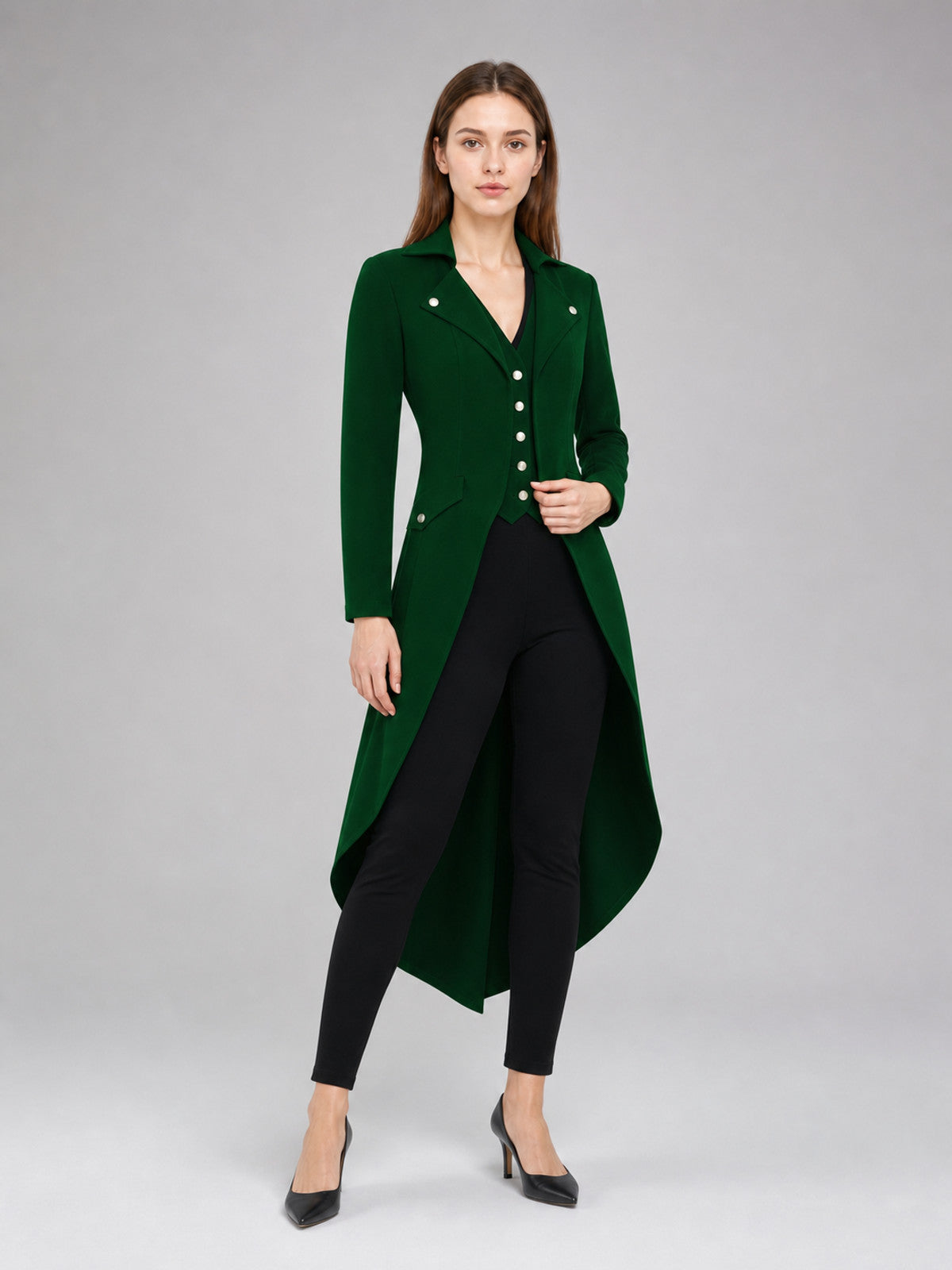 Long Dark Green Gothic-Style Tailcoat