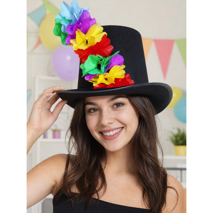 Carnival Top Hat with Multicolored Flowers lifestyle view