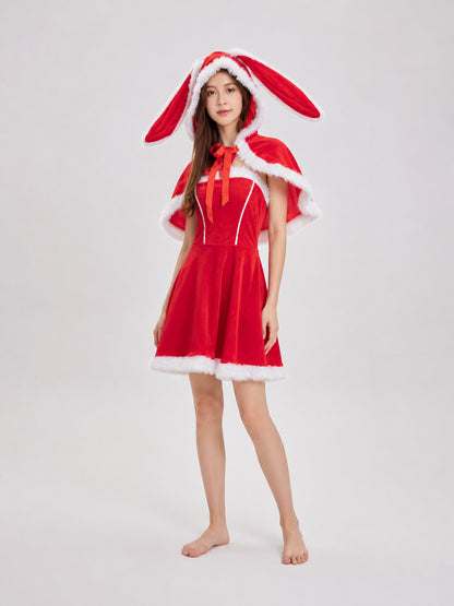 New Year's Hooded Costume with a Red Bow Costume Accessories detail