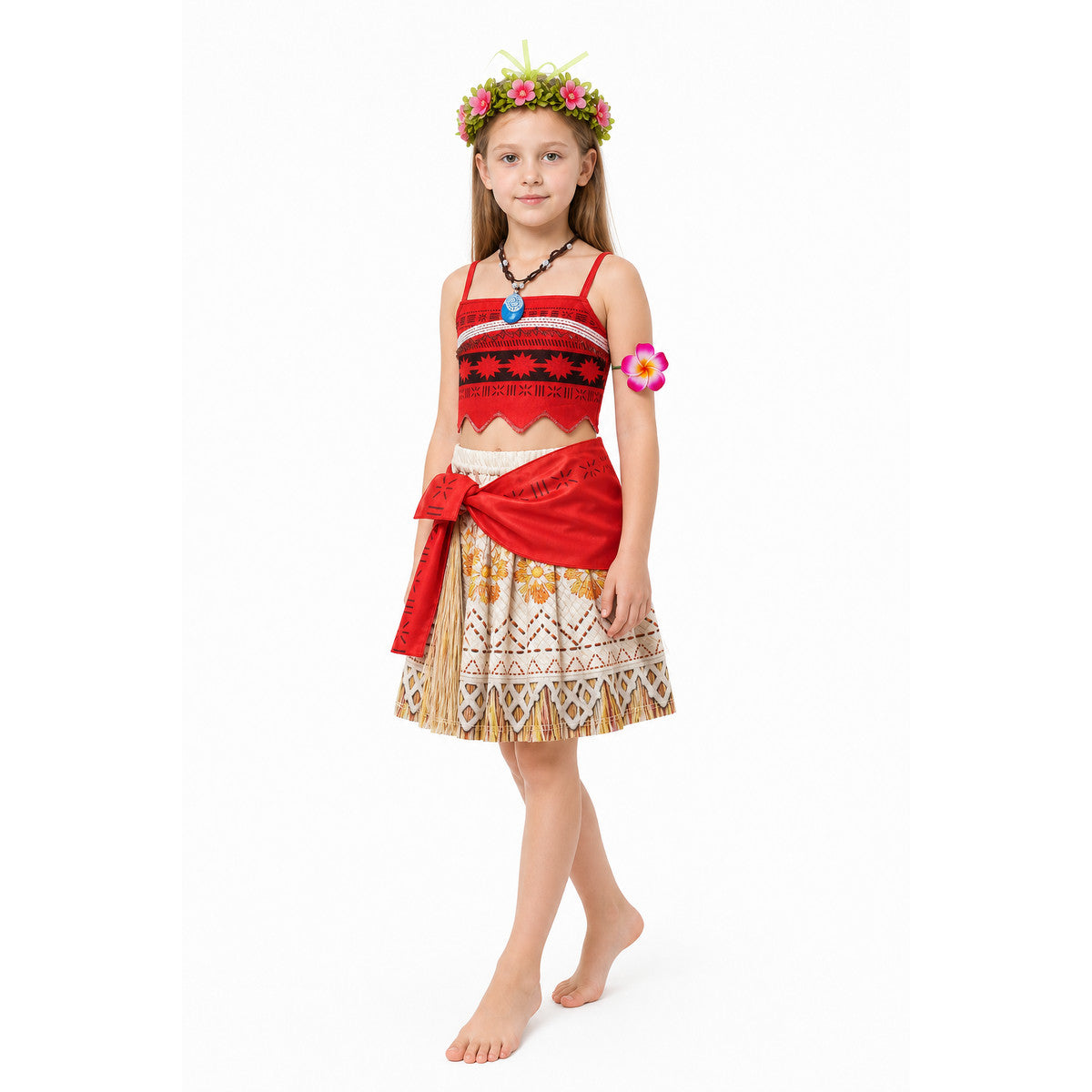 Children’s Moana Costume with Skirt and Flower Crown product detail