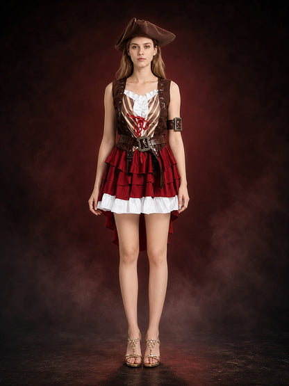 Pirate Costume with Corset and Hat for Cosplay main product view