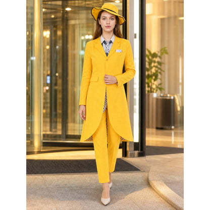 Yellow Cosplay Costume with Long Jacket and Hat lifestyle view