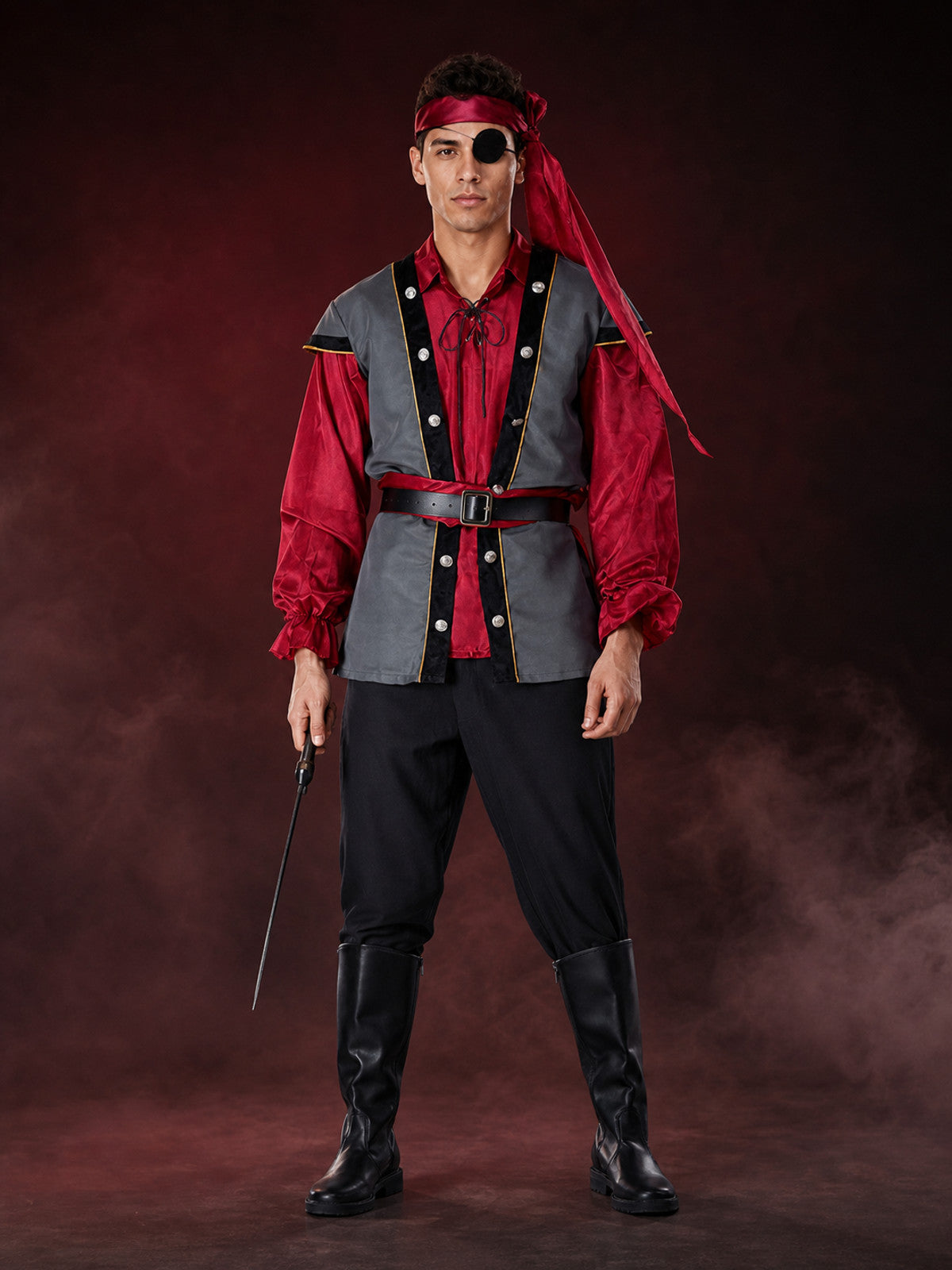 Pirate Cosplay Costume with Eye Patch, Halloween main product view