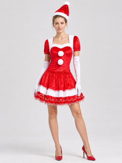 Christmas Costume with Dress, Hat, and Gloves