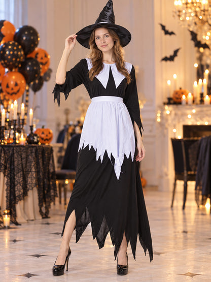 Witch Halloween Costume with Black Dress and Hat