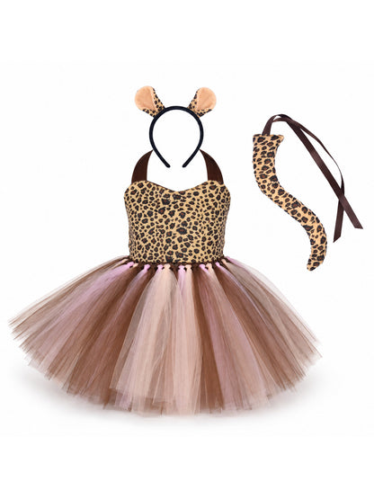 Baby Girls Halloween Animal Cosplay Costume Kids Forest Theme Giraffe Cows Tiger