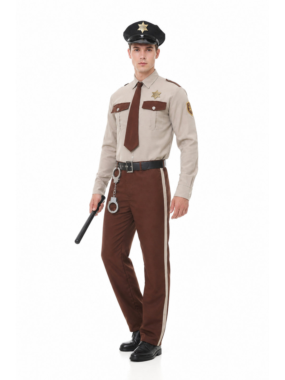 Sheriff Costume with Peaked Cap, Belt, and Tie Costume Headwear detail