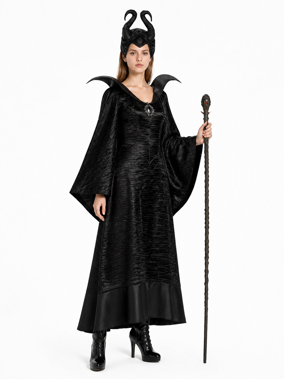 Halloween Costume with Horns and Long Dress