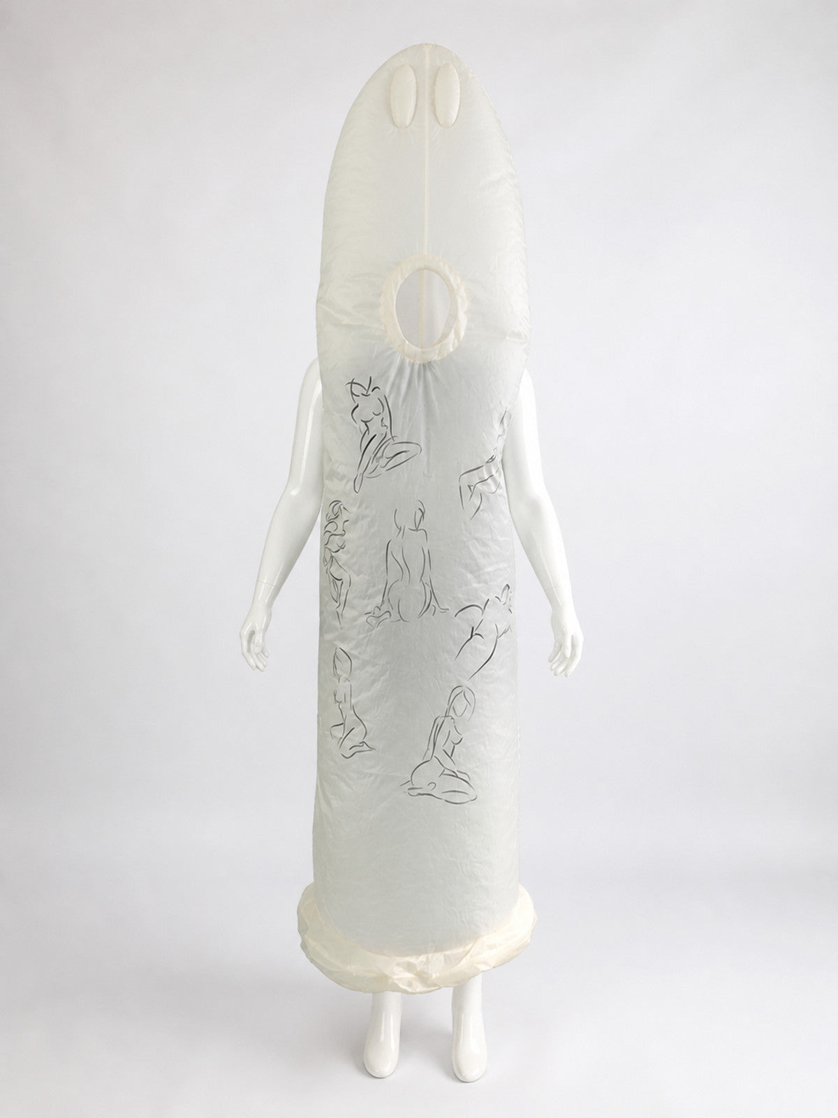 White Inflatable Jumpsuit Costume with Black Pattern main product view