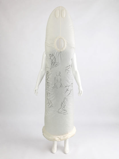 White Inflatable Jumpsuit Costume with Black Pattern main product view