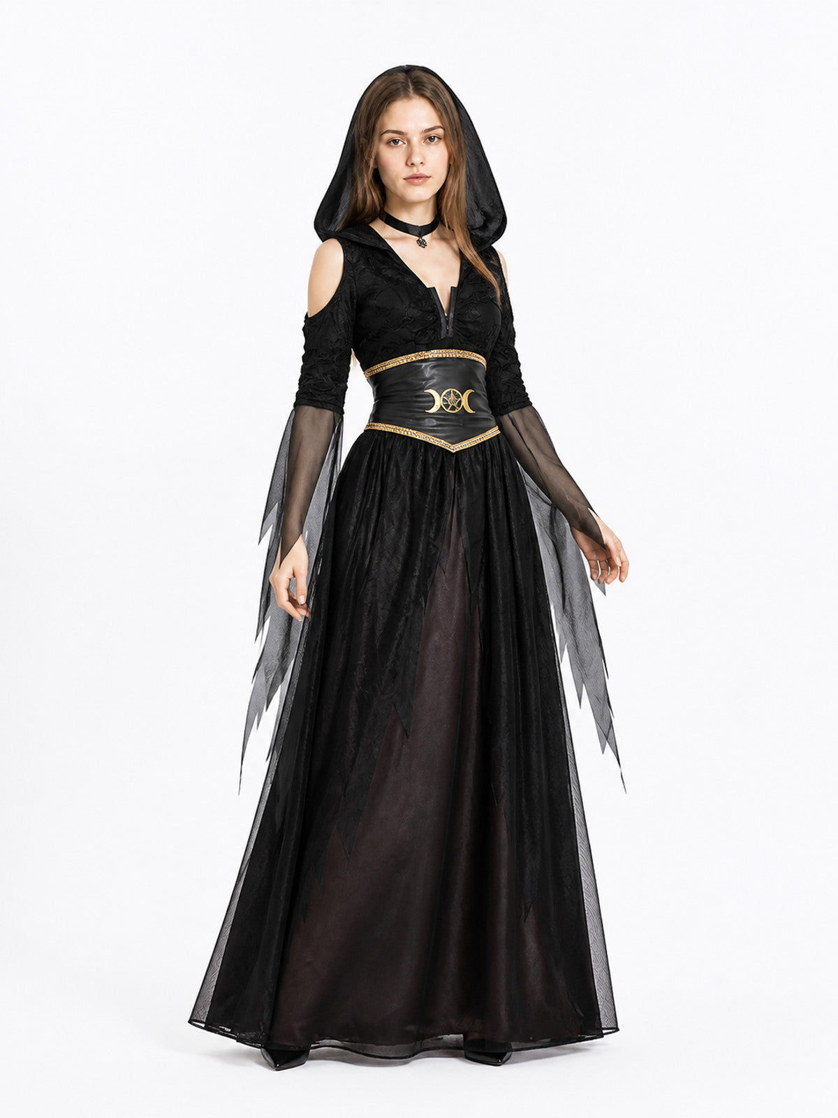 Halloween Witch Costume with Corset and Cape