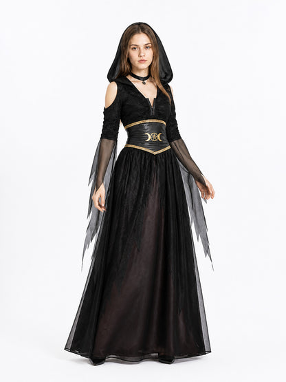 Halloween Witch Costume with Corset and Cape