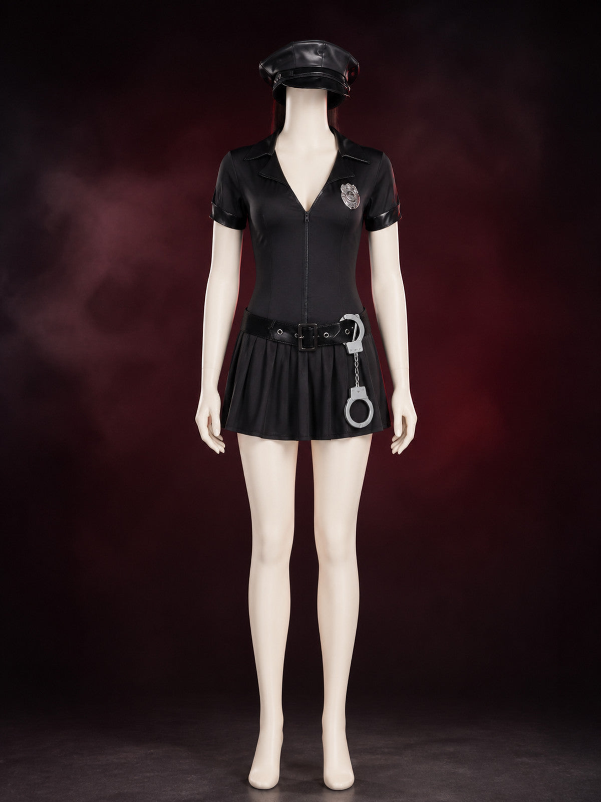 Women's Black Police Costume Dress, Halloween Cosplay Uniform Outfit