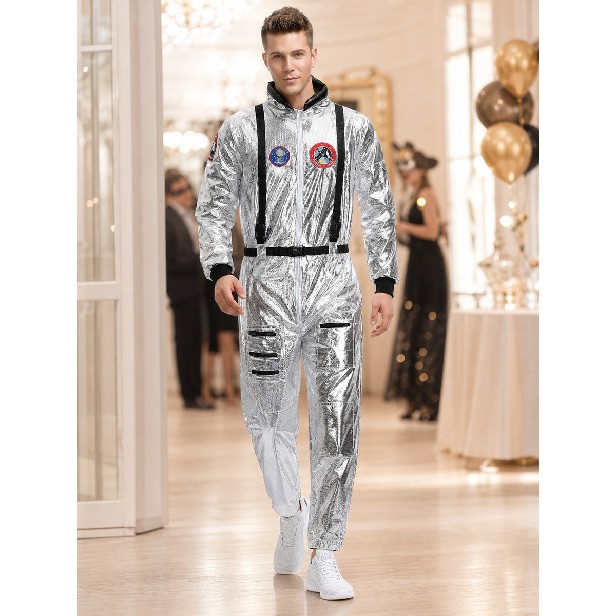 Astronaut Costume, Silver Jumpsuit for Cosplay