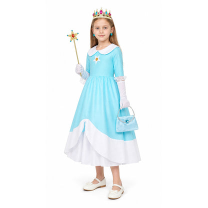 Blue Carnival Costume with Crown and Magic Wand Costume Headwear detail