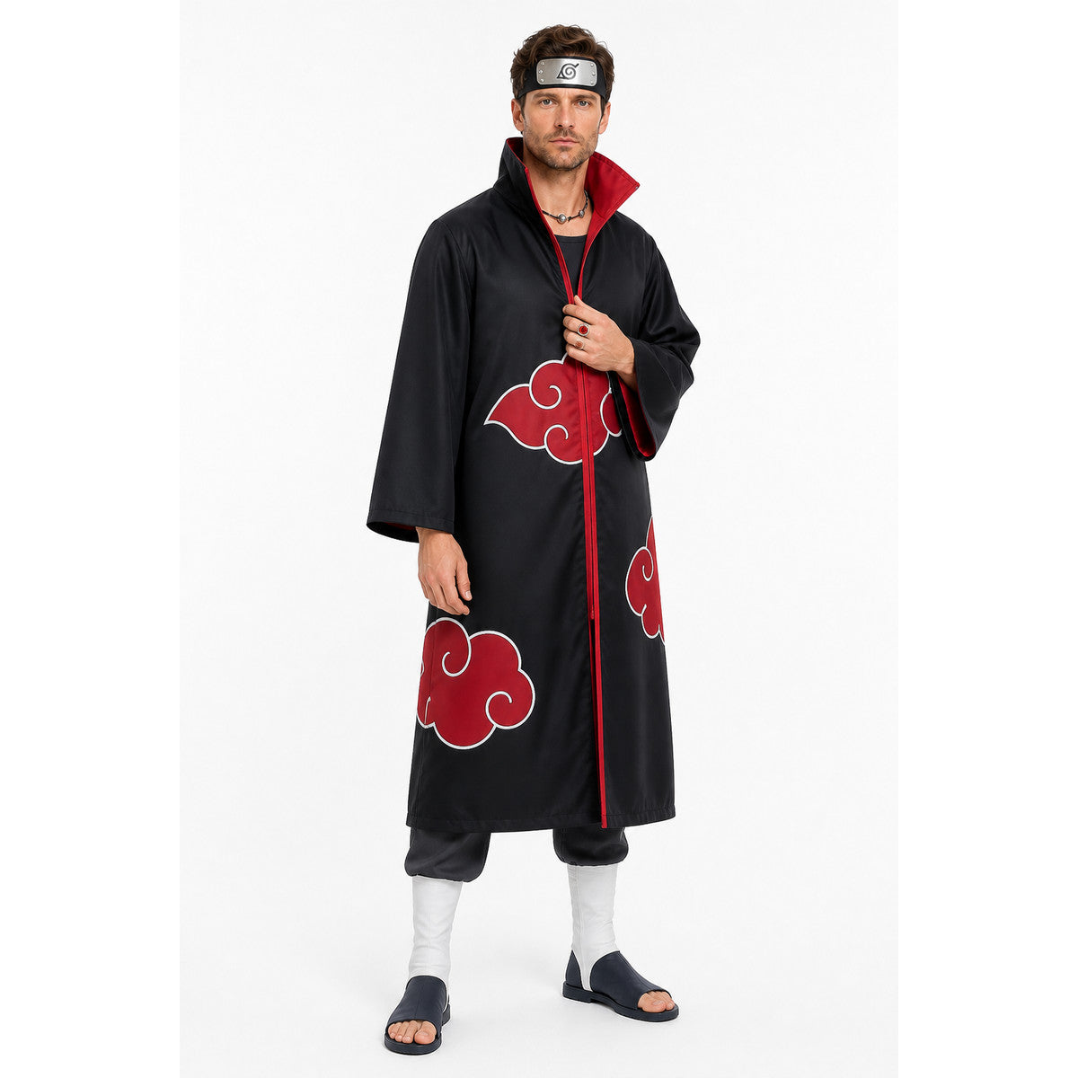 Uchiha Itachi Akatsuki Cosplay Costume with Forehead Protector Costumes detail