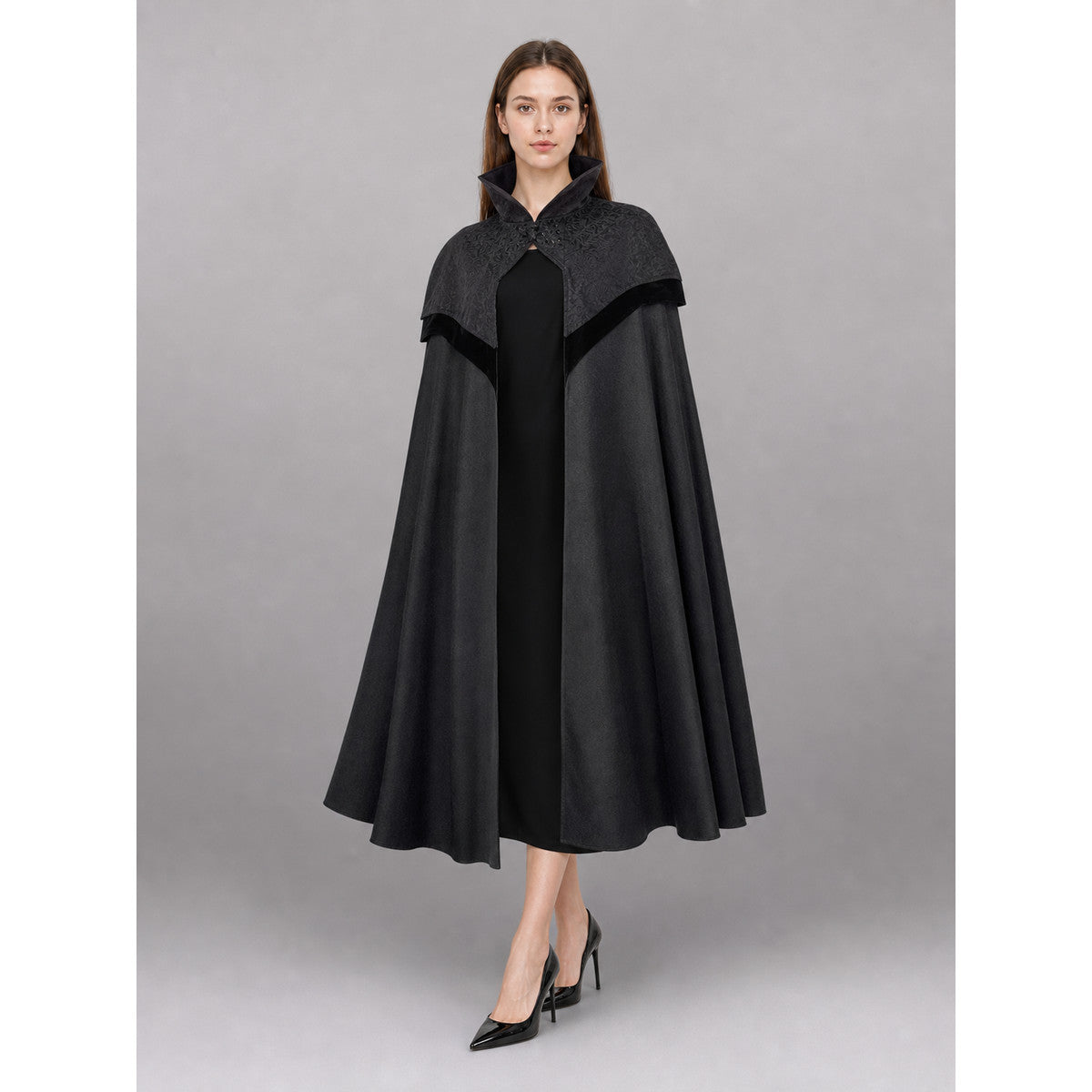 Black Costume Cloak with High Collar lifestyle
