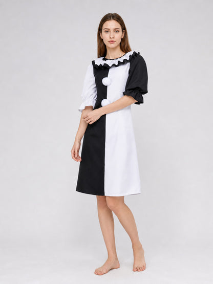 Black and White Clown Costume for Stage and Parties