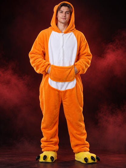 Children's Orange One-Piece Pajamas with White Insert