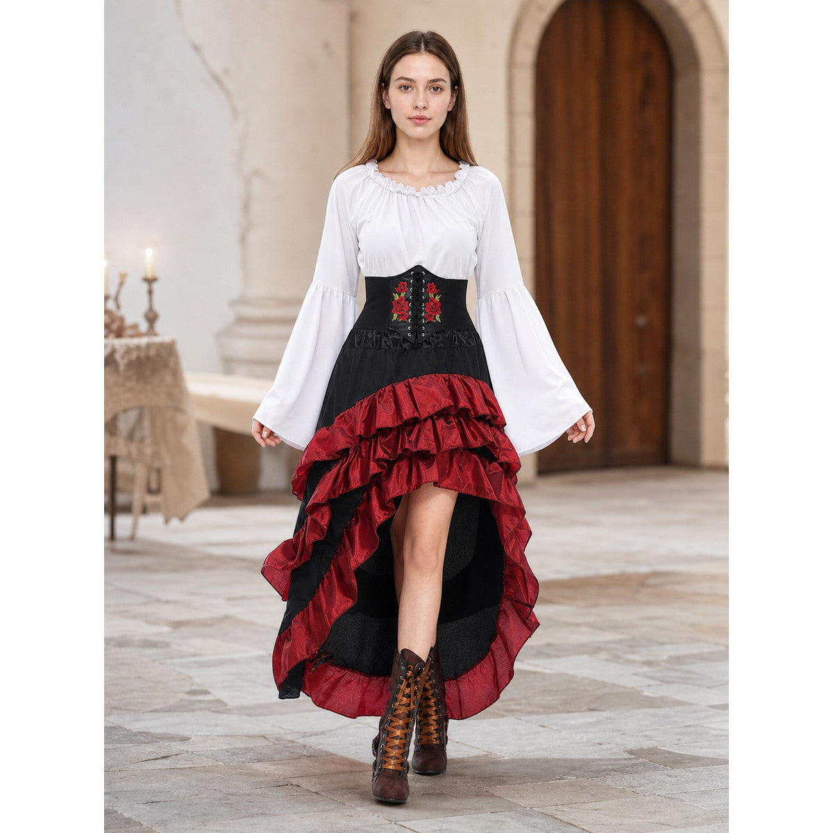 Victorian-style carnival costume with corset lifestyle view