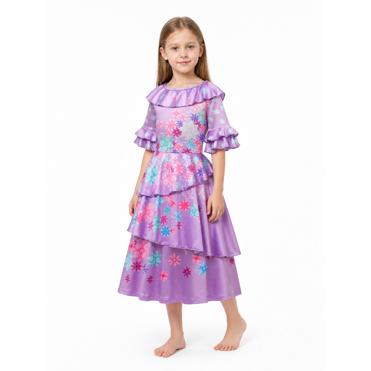 Children's Carnival Dress with Floral Print and Ruffles Costume Dresses detail