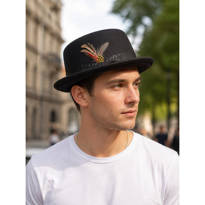 Carnival Fedora Hat with Feathers and a Wide Brim lifestyle