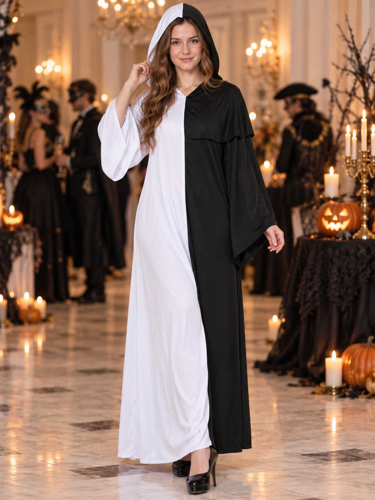 Black and White Hooded Ghost Costume