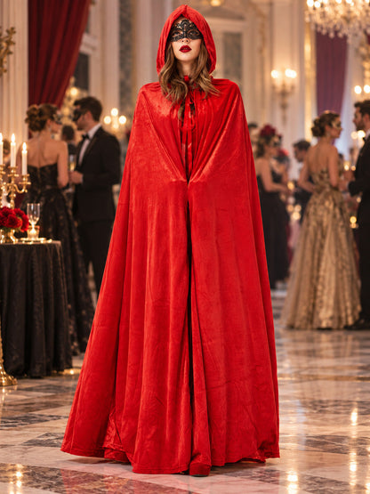 Red Long Hooded Vampire Cape